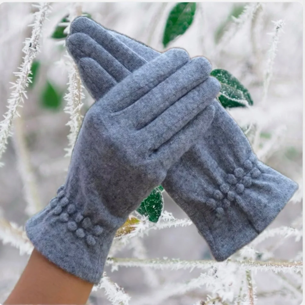Luxury Cashmere Merino Wool Gloves Classic Gray Driving Winter Warm Cozy Mittens
